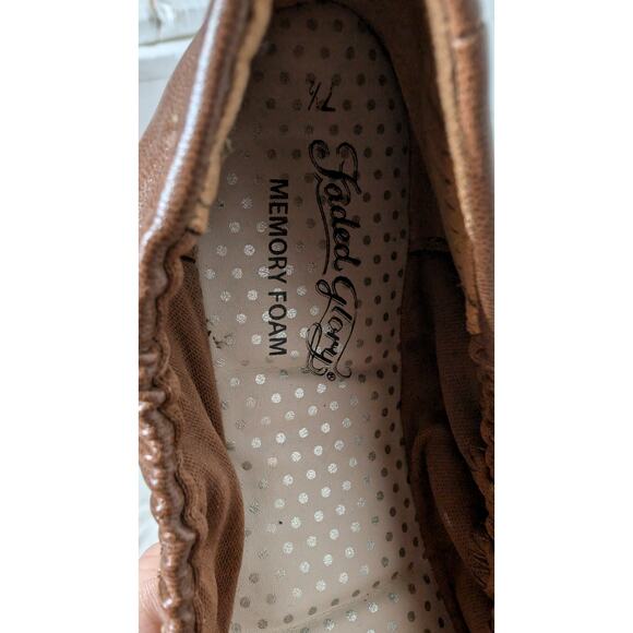 Faded Glory Soft Comfort Ballet Flats Brown Faux Leather Slip On Shoes 7.5 7 1/2 - Picture 5 of 6